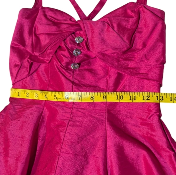 Flirtations by Alfred Anglelo Vintage Hot Pink Mini Dress Small Retro Prom - Picture 9 of 10